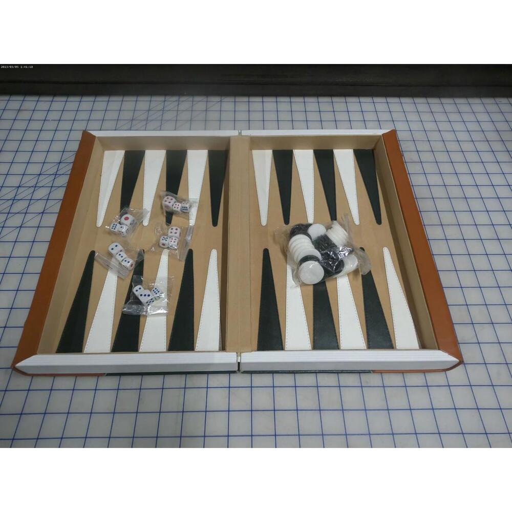Vintage Folding Backgammon Game Set with Dice & Checkers – Book Style Case